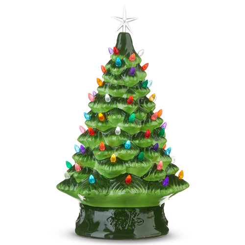 17" W/ TIMER VINTAGE GREEN LIGHTED TREE