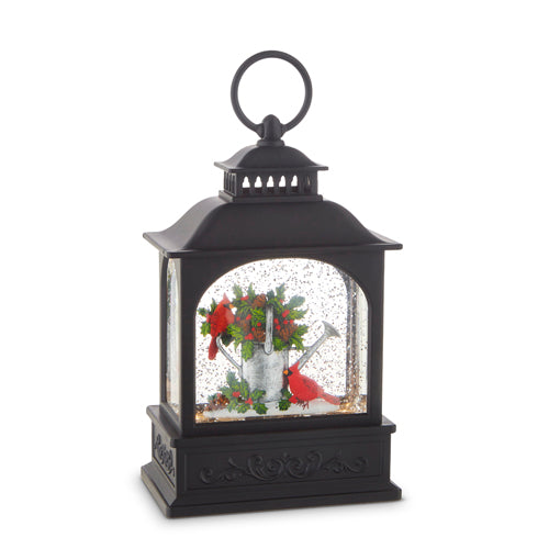 8.5" CARDINALS ON WATERING CAN LIGHTED WATER LANTERN