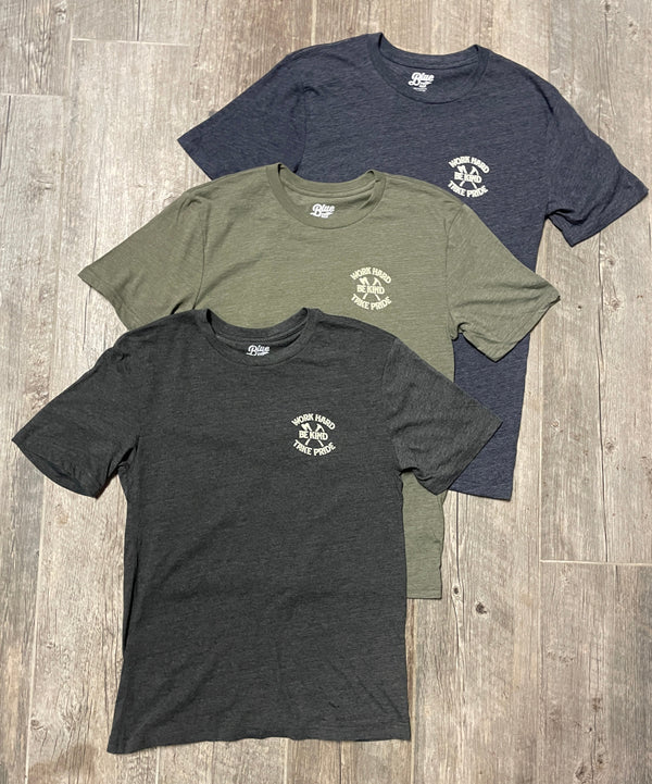 Barnwood Living Crew T-Shirt - Work Hard, Be Kind, Take Pride