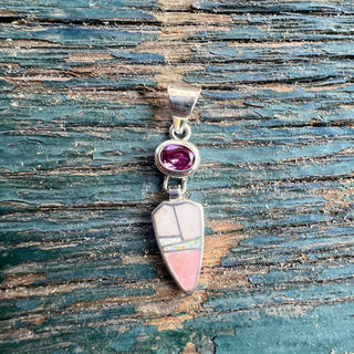Pink Peruvian Opal with Pink Tourmaline Sterling Silver Pendant