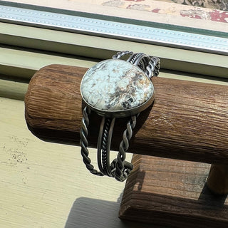 Sterling Silver White Buffalo Cuff Bracelet