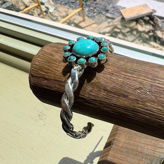 Sterling Silver Turquoise Cluster Cuff Bracelet