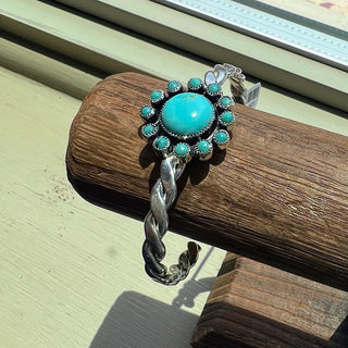 Sterling Silver Turquoise Cluster Cuff Bracelet