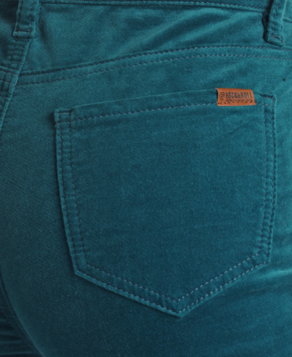 Rock & Roll Denim - Teal Corduroy Button Flare