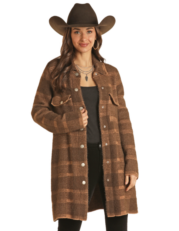 Rock & Roll Cowgirl - Ladies Plaid Knit Coat
