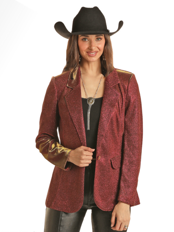 Rock & Roll Cowgirl - Iridescent Blazer - Burgandy