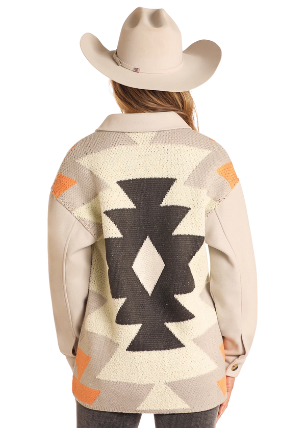 Panhandle Shirt Jacket with Knit Aztec
