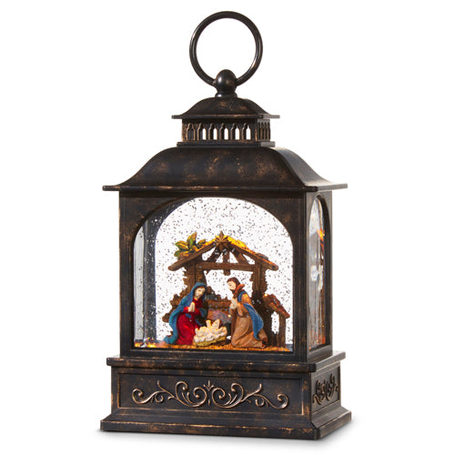 8.5" NATIVITY LIGHTED WATER LANTERN