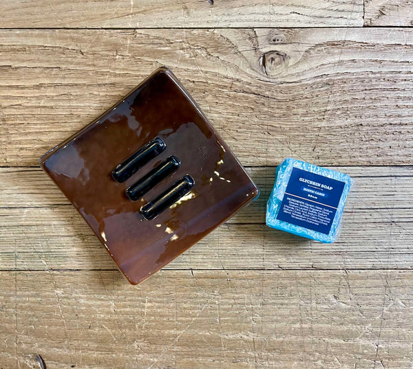 Handmade WV  Glass Soap Dish w/Soap