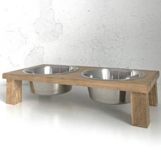 Wooden Pet Feeder with Bowls