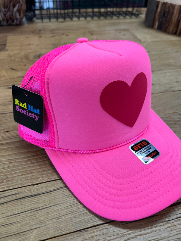 Heart ♥️ - Neon Pink Trucker Hat