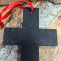 Wooden Cross Made with Recycled Glass Bangles - Golden Glam