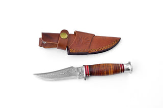 TK-117 Titan Warden Damascus Steel Stacked Leather Handle