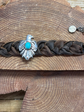 Braided Leather Key Chain with Bolo Tie - Eagle