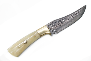 Damascus Steel Camel Bone Handle Utility Knife TD-100