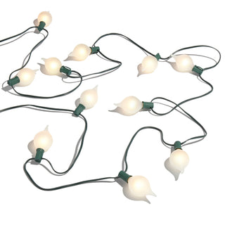 14' CONNECTABLE MATTE KISMET STRING LIGHTS ON GREEN WIRE W/15 WHITE LIGHTS