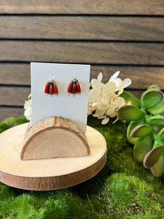 Silver Pearl Ranch - Red Stone Stud Earrings