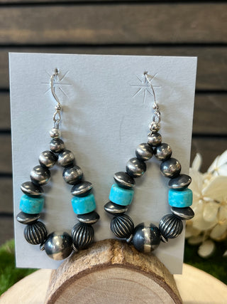 Silver Pearl Ranch - Navajo Pearl and Turquoise Earrings
