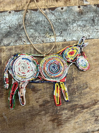 Donkey Ornament - Made from Recycled Newspapers