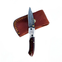 TF-004 Titan International Damascus Folding Pocket Knife - Black Walnut
