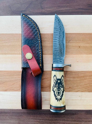 Wilderness Howl Damascus Steel Knife by Titan TK-085