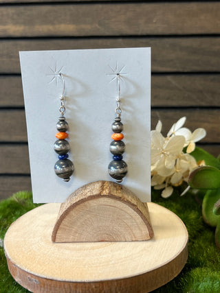 Silver Pearl Ranch - Navajo Pearl + Spiny Oyster Earrings
