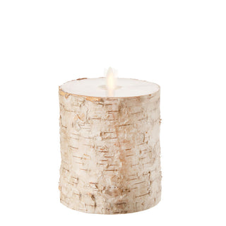 Moving Flame Birch Wrapped Pillar Candle  4