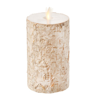 Moving Flame Birch Wrapped Pillar Candle 4