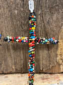 Metal Cross Wall Hanger - Handmade with Recycled Glass Bangles