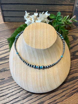 Navajo Pearl and Turquoise Necklace 18"