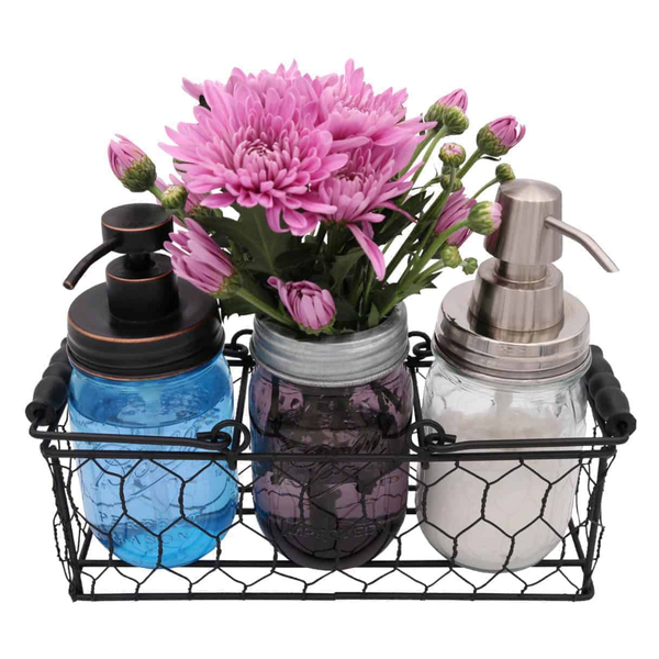 Galvanized Metal Flower Organizer Frog Lid For Mason Jars