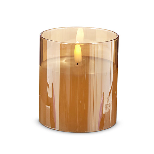 Raz Imports Gold Glass Pillar Electric Candle