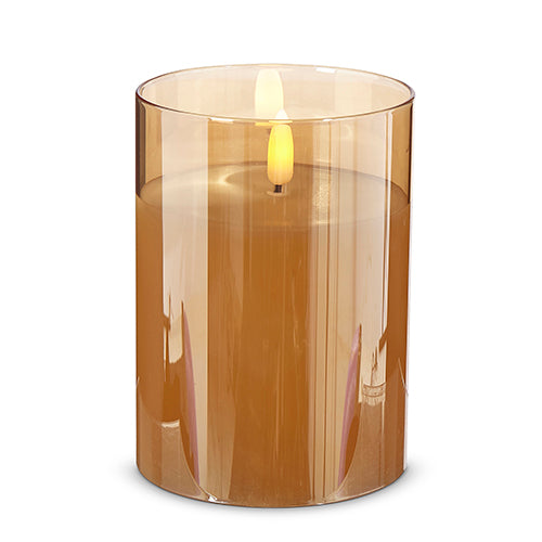 Raz Imports Gold Glass Pillar Electric Candle