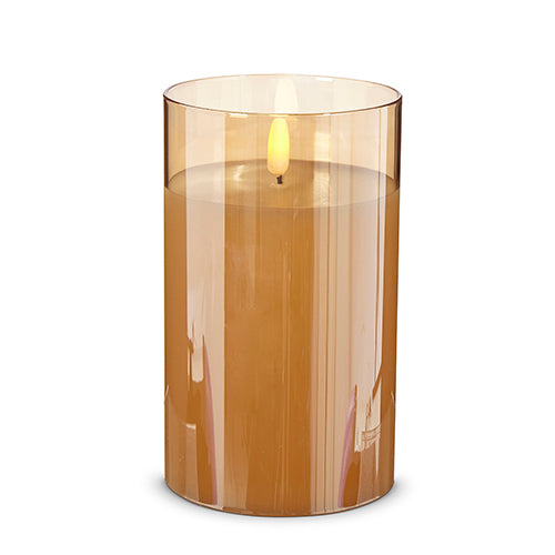 Raz Imports Gold Glass Pillar Electric Candle