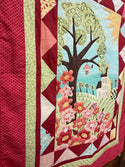 House on the Hill with Embroidered Stitching - Quilt Wall Hanging