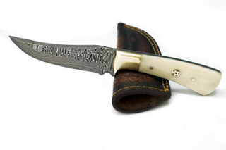 Damascus Steel Camel Bone Handle Utility Knife TD-100