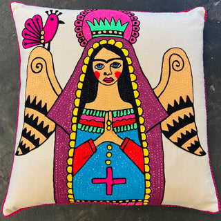 Otomi Virgin Mary Embroidered Pillow