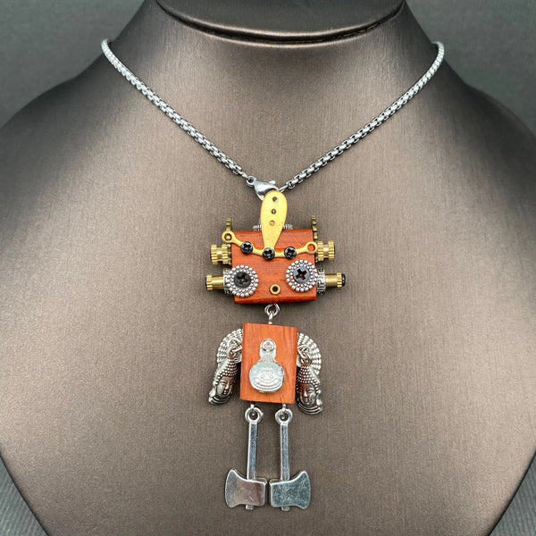 Handmade Punk Robot Necklace