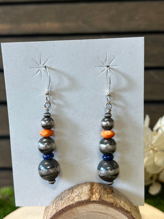 Silver Pearl Ranch - Navajo Pearl + Spiny Oyster Earrings