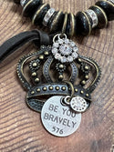 Stone + Bead Bracelet with Crown Dangle - Be You Bravely