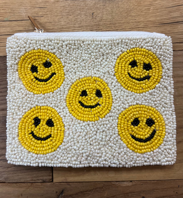 Beaded Coin Purse - Smiley Face