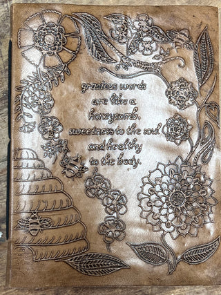 Leather Journal -  Gracious words are like a honeycomb...
