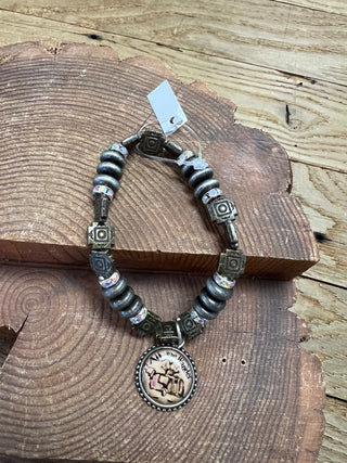 Stone Bracelet with All Who Wander Dangle