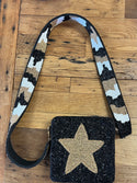Ladies Beaded Cross Body Handbag - Gold Star