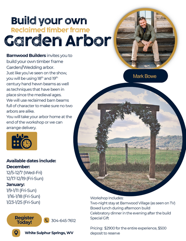Build Your Own Garden Arbor with Barnwood Builders - Deposit