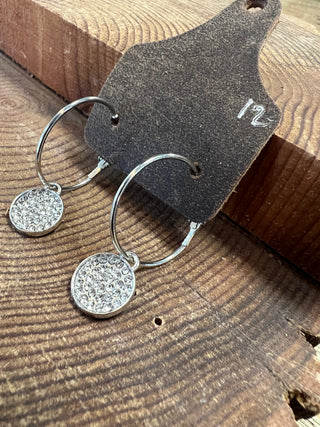 Silver Hoops with Silver Druzy Dangles