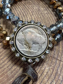 Double Stack Bead Bracelet with Vintage Buffalo Nickel