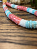 Handmade Beaded Key Fobs - Pink + Teal