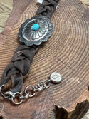 Braided Leather Key Chain with Bolo Tie - Oval