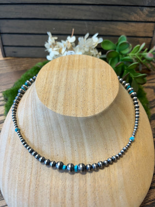 Navajo Pearl and Turquoise Necklace 18"